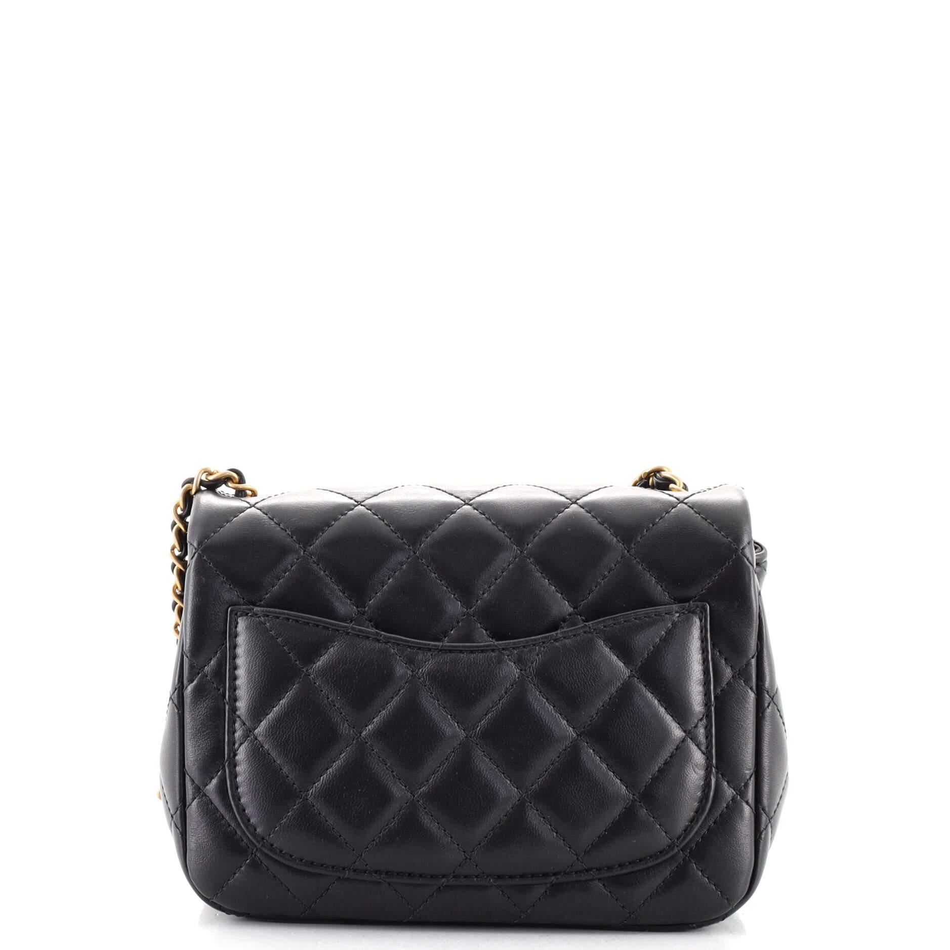Chanel Romance Square Flap Bag Quilted Lambskin Mini In Good Condition In NY, NY