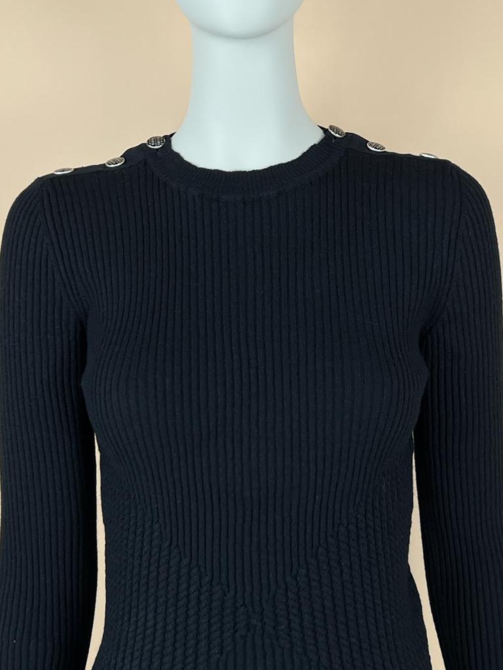 Chanel Rome Collection Black Ribbed Pullover In Excellent Condition In Dubai, AE