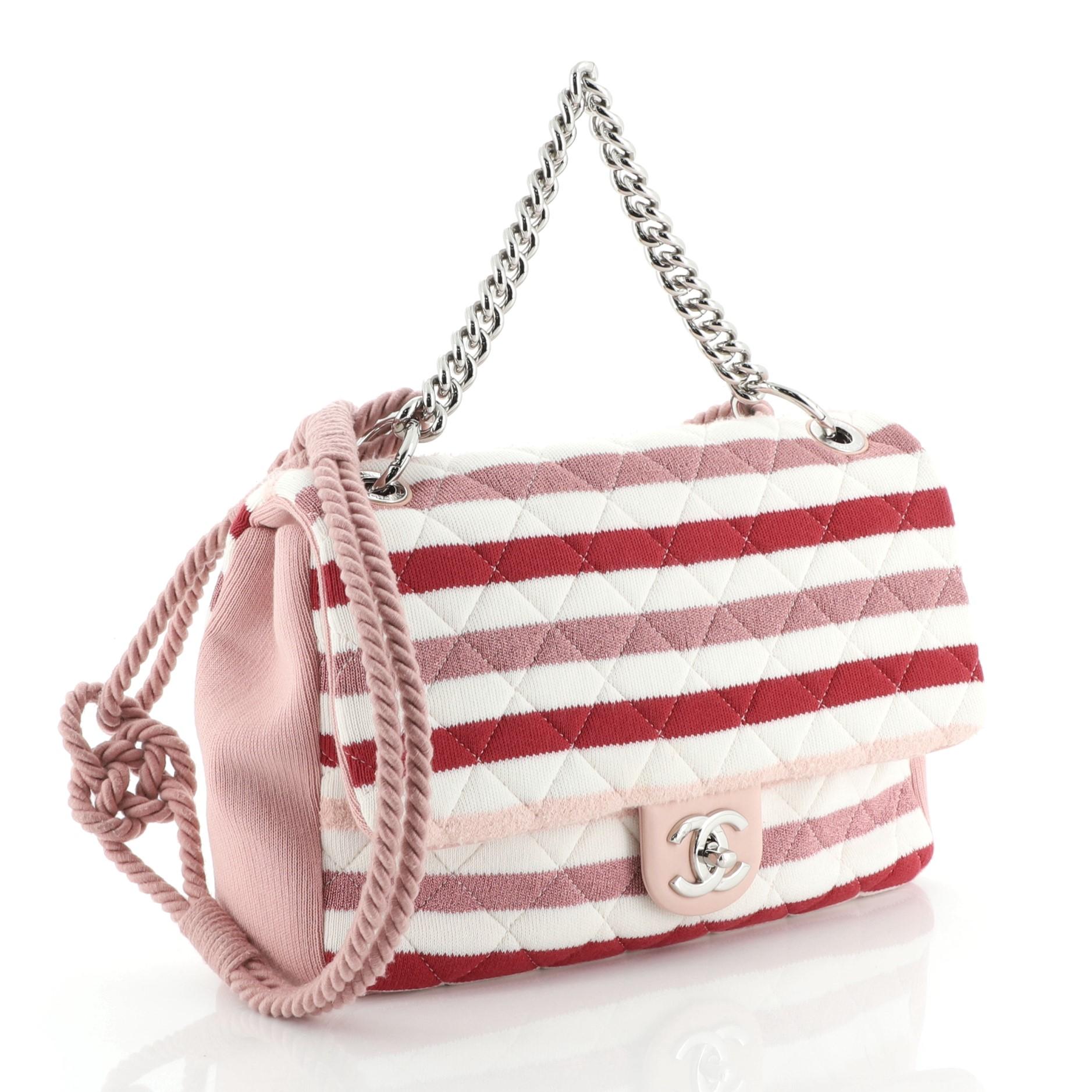 Chanel Rope Flap Bag Quilted Striped Jersey Medium at 1stDibs