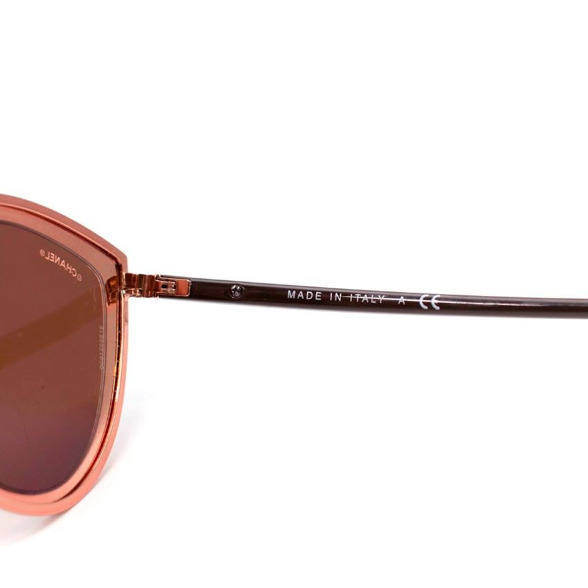 Women's Chanel Rose Gold Cat-Eye Mirror Sunglasses