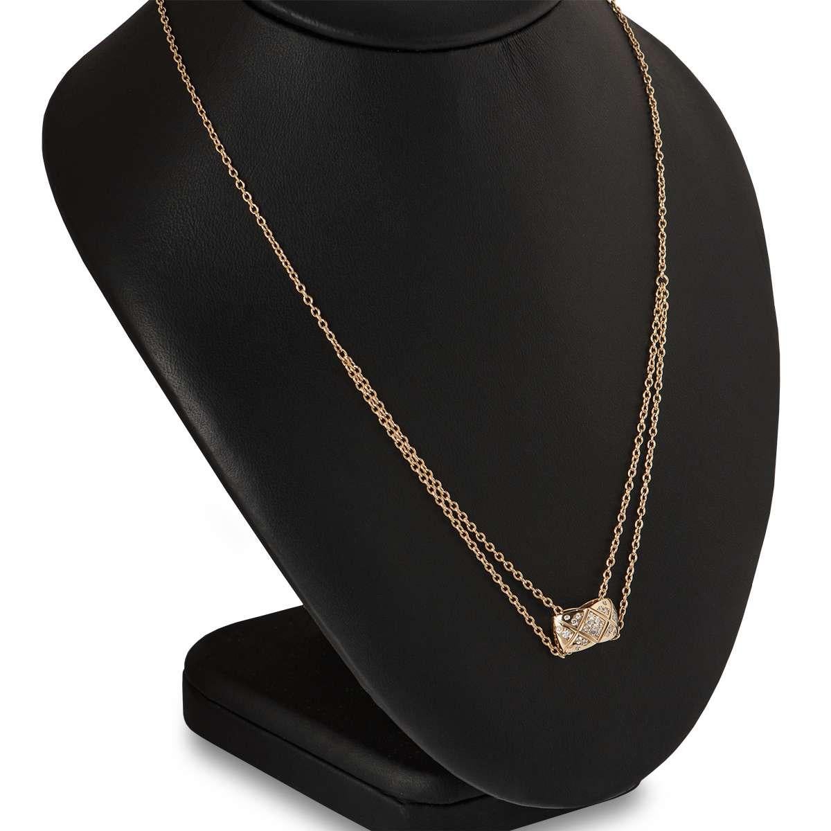 Round Cut Chanel Rose Gold Diamond Coco Crush Necklace J11359