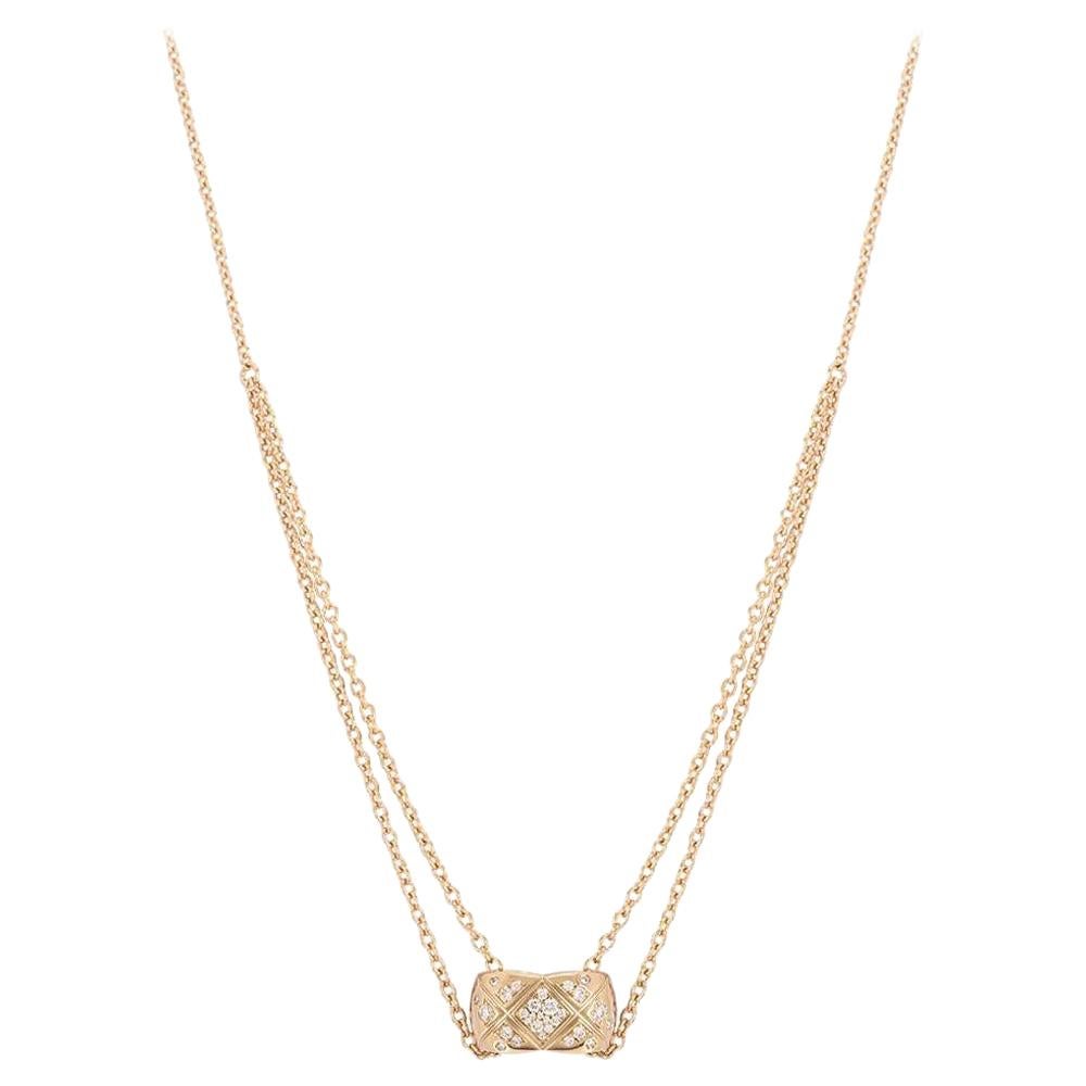 Chanel Rose Gold Diamond Coco Crush Necklace J11359 at 1stDibs