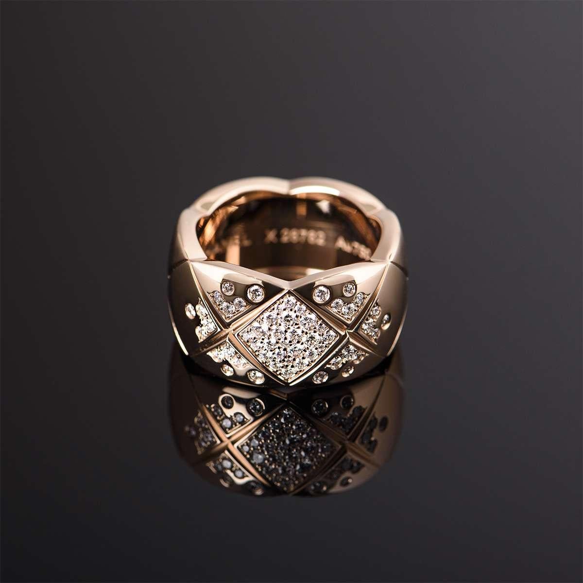 Round Cut Chanel Rose Gold Diamond Coco Crush Ring J11100