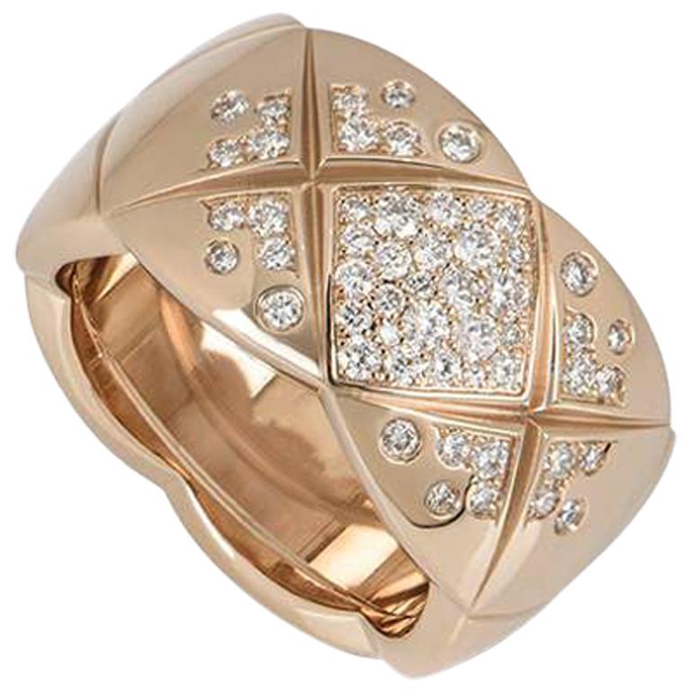 Chanel Rose Gold Diamond Coco Crush Ring J11100 at 1stDibs