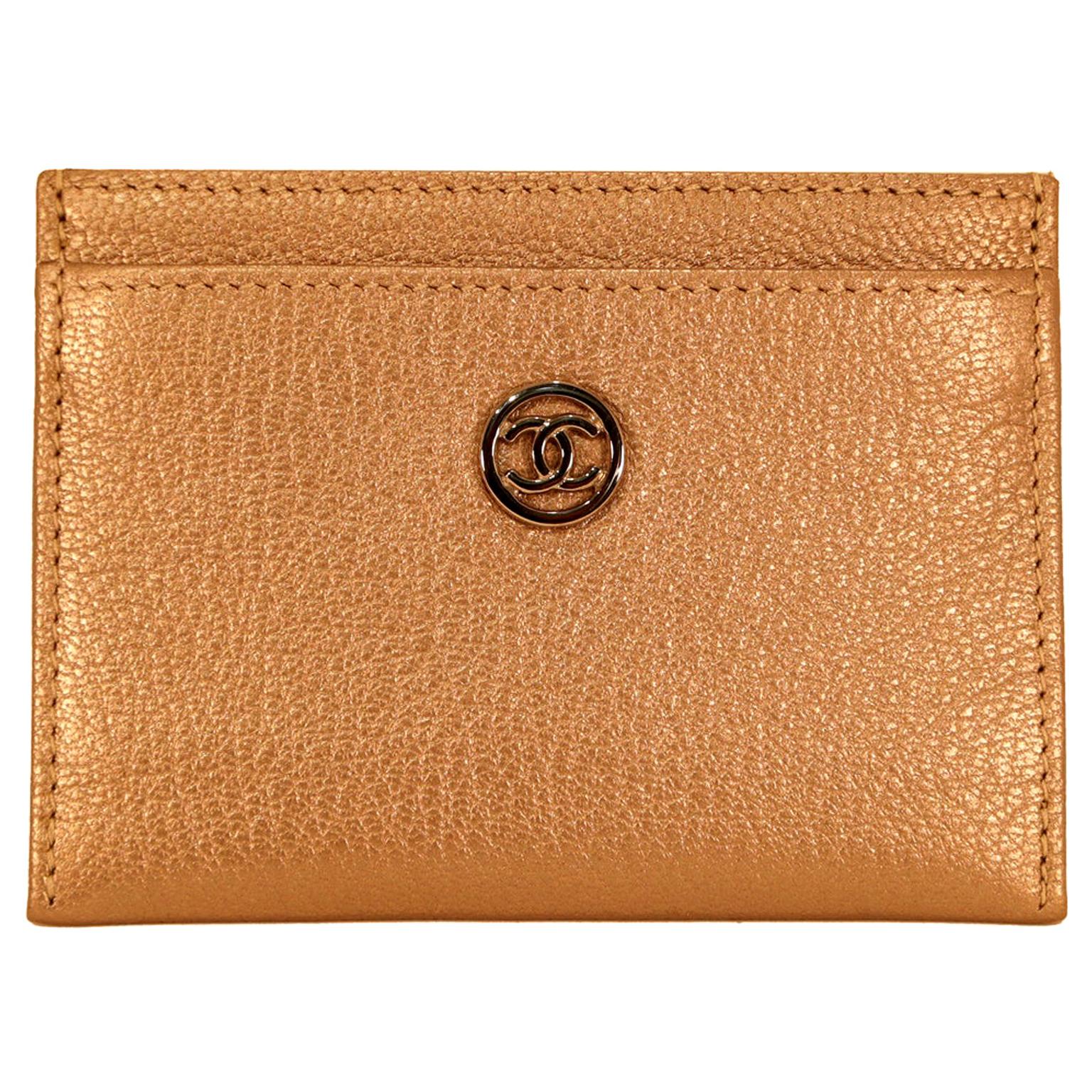 Chanel Rose Gold Leather Card Holder at 1stDibs  rose gold card holder,  vintage chanel card holder