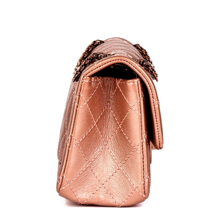 CHANEL Rose Gold Metallic Aged Calfskin Leather 224 2.55 Reissue Double ...