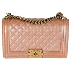 Sac Boy ancien de taille moyenne en or rose Chanel