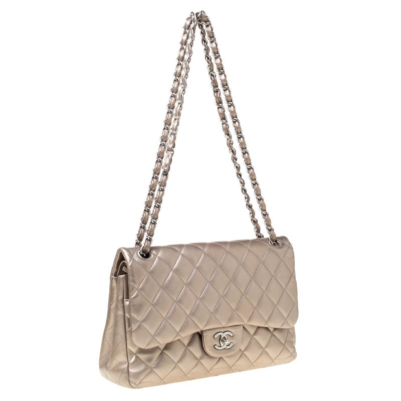 Brown Chanel Rose Gold Quilted Leather Jumbo Classic Double Flap Bag