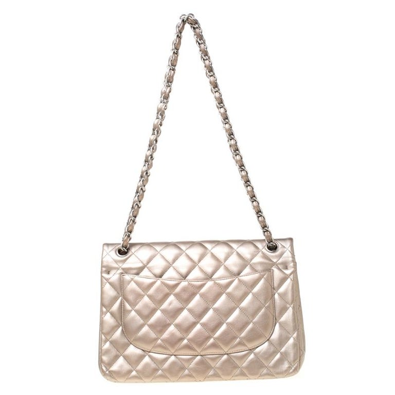 Chanel Rose Gold Quilted Leather Jumbo Classic Double Flap Bag For Sale ...