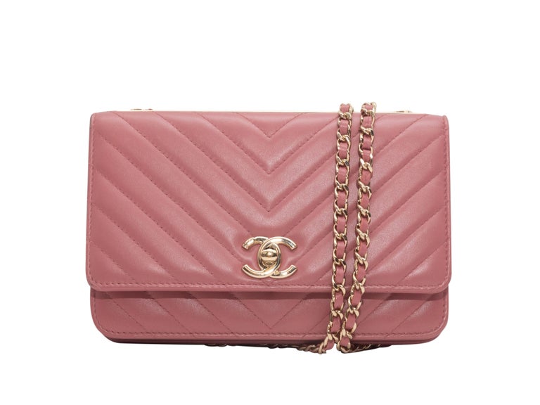 Chanel Rose Pink Trendy Chevron Quilted CC 2019 Wallet On Chain For Sale at  1stDibs