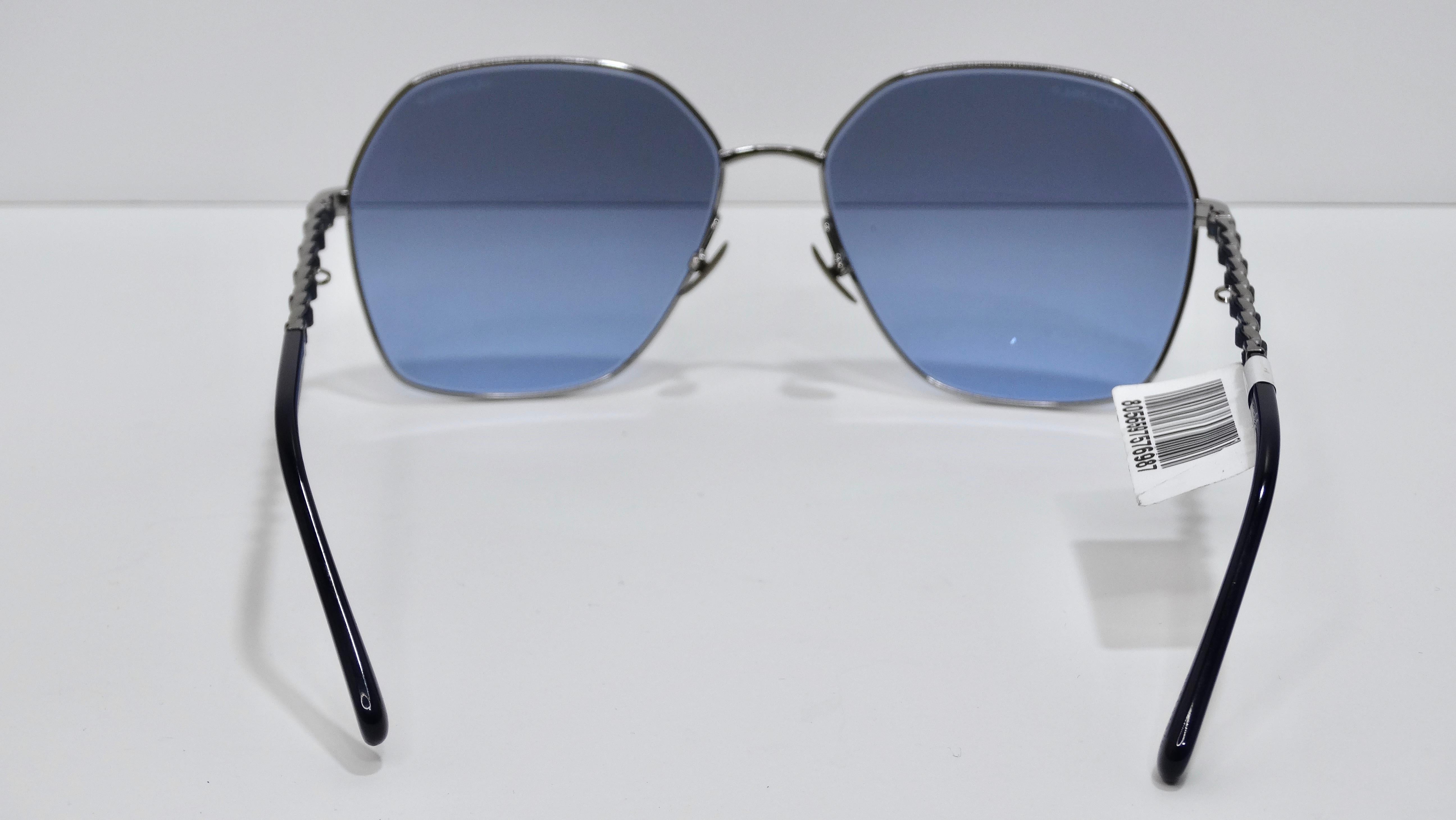 chanel blue round sunglasses