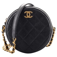 Chanel Round Chain Crossbody Bag Quilted Caviar Small