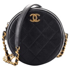 Chanel Umhängetasche mit runder Kette gesteppt in Kaviar klein