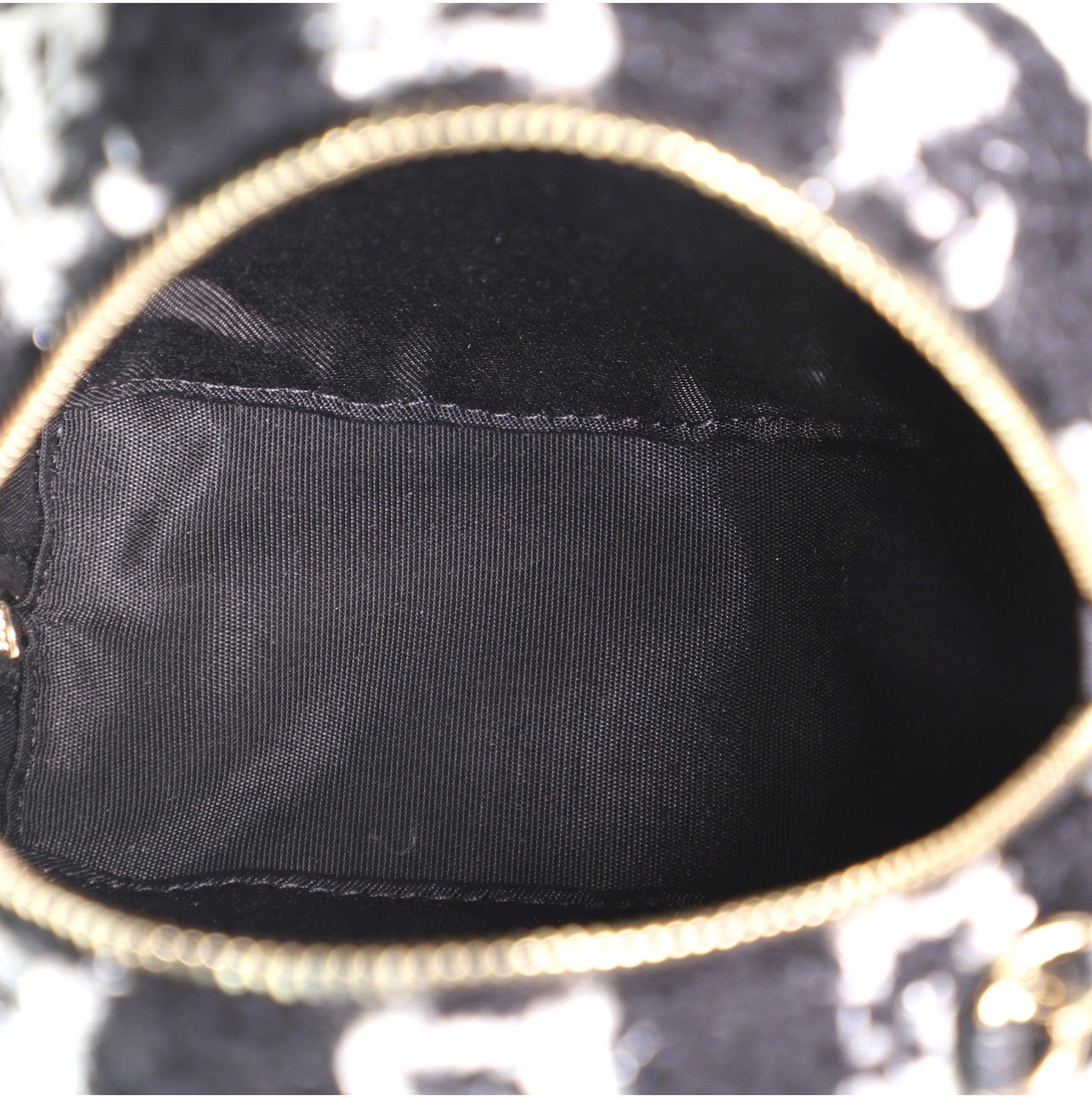 Chanel Round Clutch with Chain and Coin Purse Quilted Tweed with Shearling 1