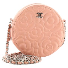 Chanel Round Clutch with Chain Camellia Goatskin Mini