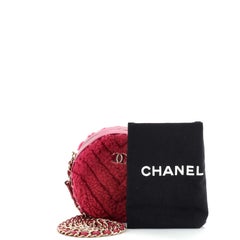Chanel Round Clutch with Chain Chevron Shearling Mini