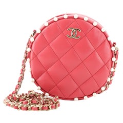 Chanel Round Clutch with Chain Quilted Calfskin with Pearl Detail