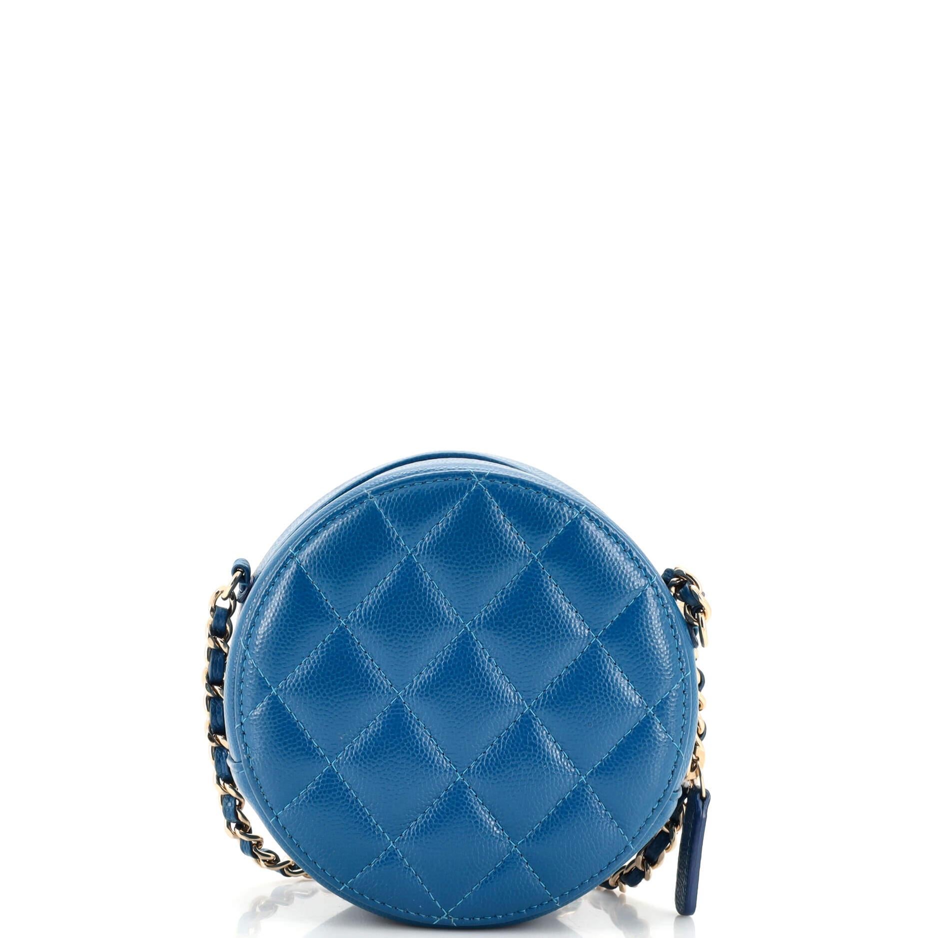 Women's or Men's Chanel Round Clutch with Chain Quilted Caviar Mini