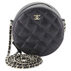 Chanel Round Clutch with Chain Quilted Caviar Mini