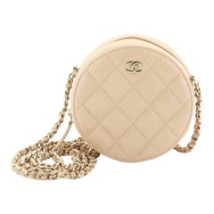 Chanel Runde Clutch mit Kette Gesteppt Kaviar Mini