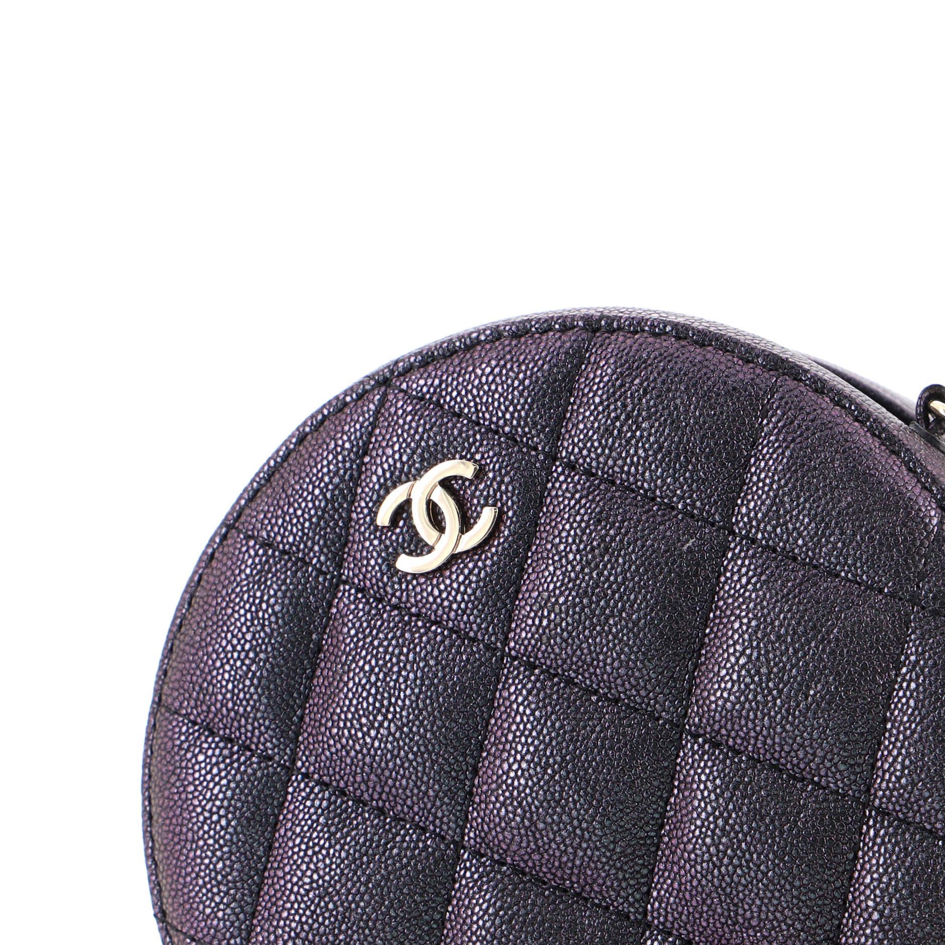Chanel Round Clutch with Chain Quilted Iridescent Caviar Mini 1
