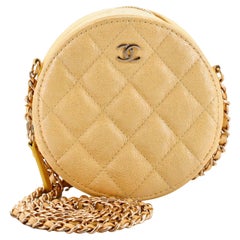 Chanel Round Clutch with Chain Quilted Iridescent Caviar Mini