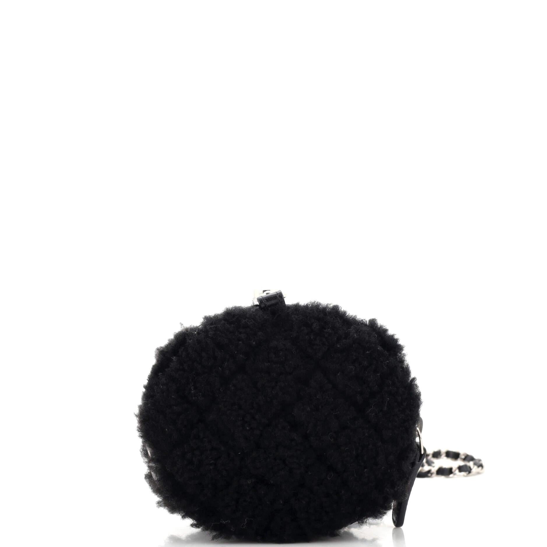 Women's or Men's Chanel Round Clutch with Chain Quilted Shearling Mini