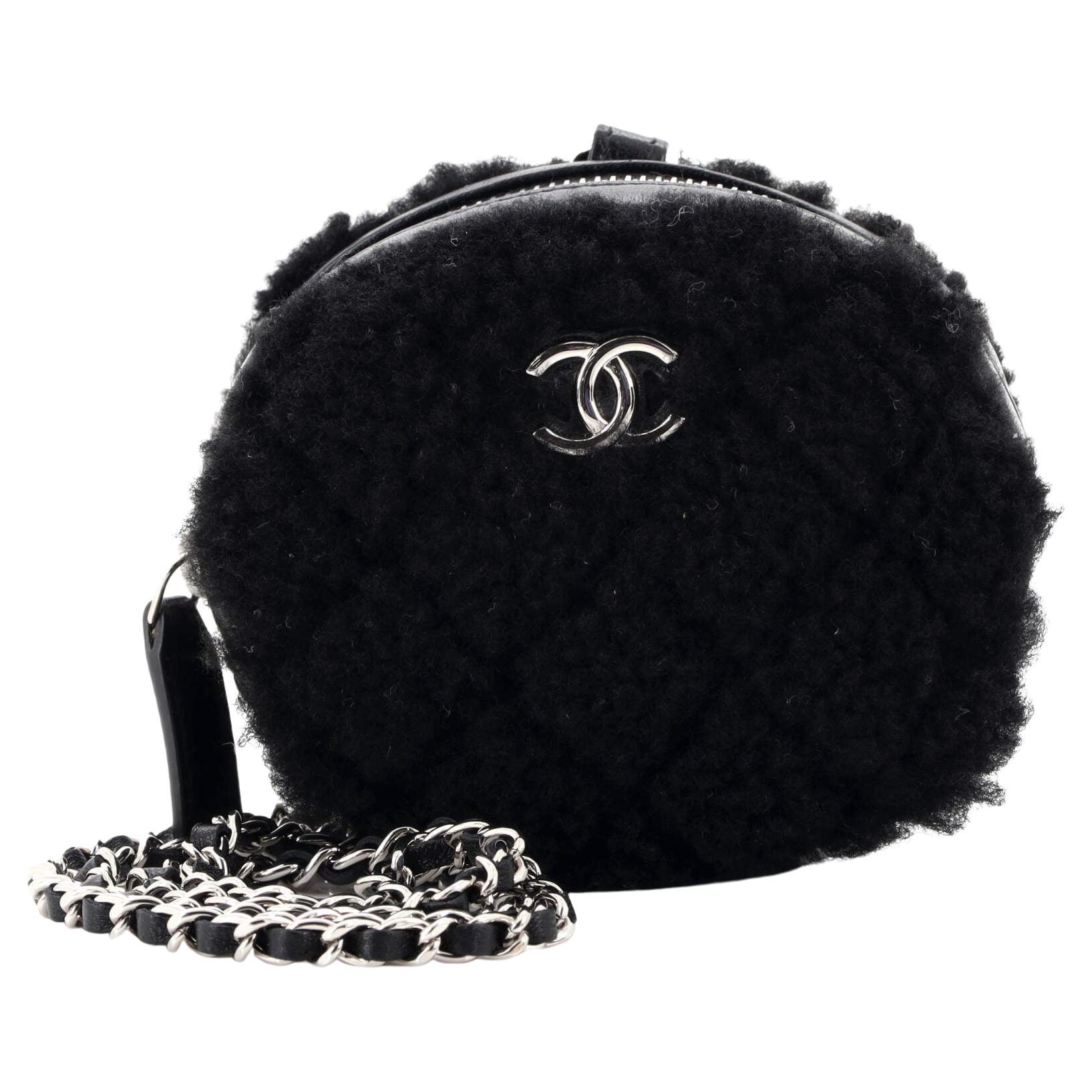 Chanel Round Clutch with Chain Quilted Shearling Mini