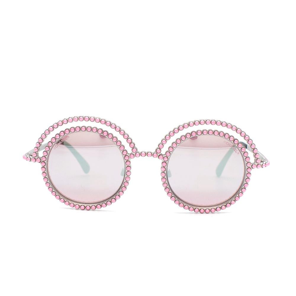chanel pearl round sunglasses