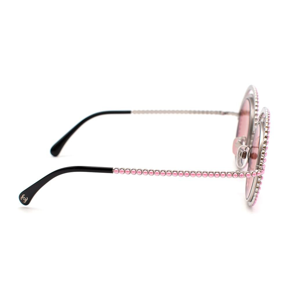 chanel pink round sunglasses