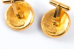 Chanel Round Gold Tone Cufflinks