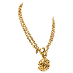 Vintage Chanel Round Logo CC Pendant Necklace