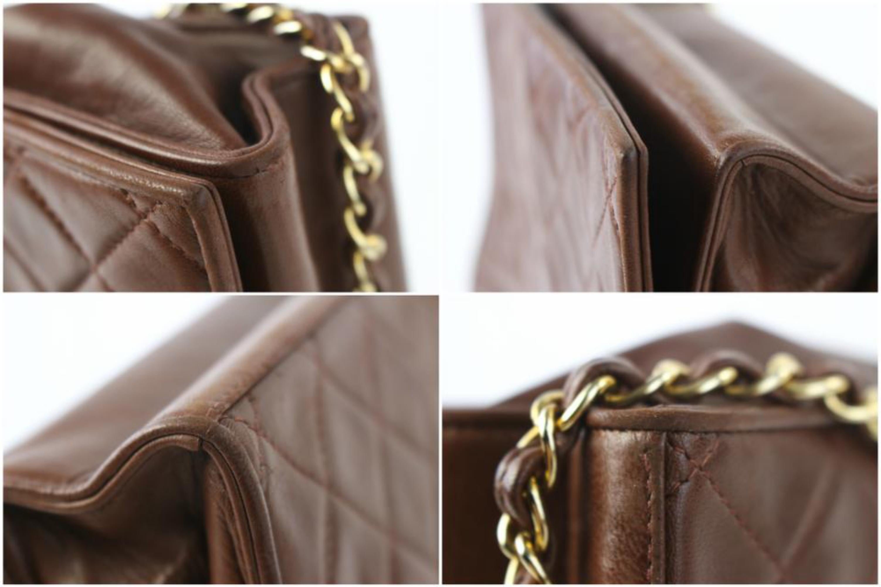 Chanel Round Logo Flap 20cz0717 Brown Leather Shoulder Bag For Sale 8
