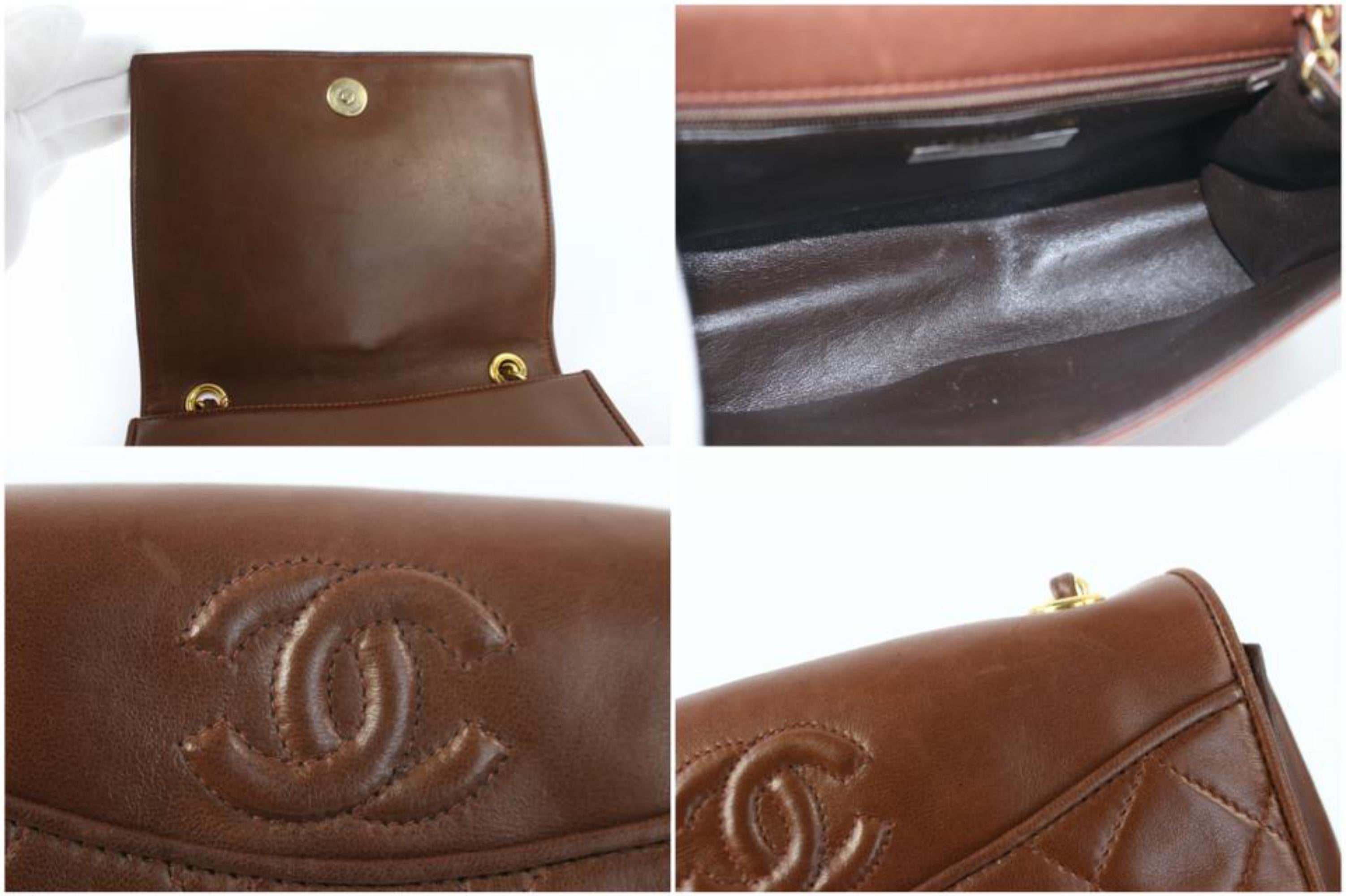 Women's Chanel Round Logo Flap 20cz0717 Brown Leather Shoulder Bag For Sale