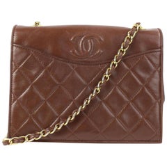 Vintage Chanel Round Logo Flap 20cz0717 Brown Leather Shoulder Bag