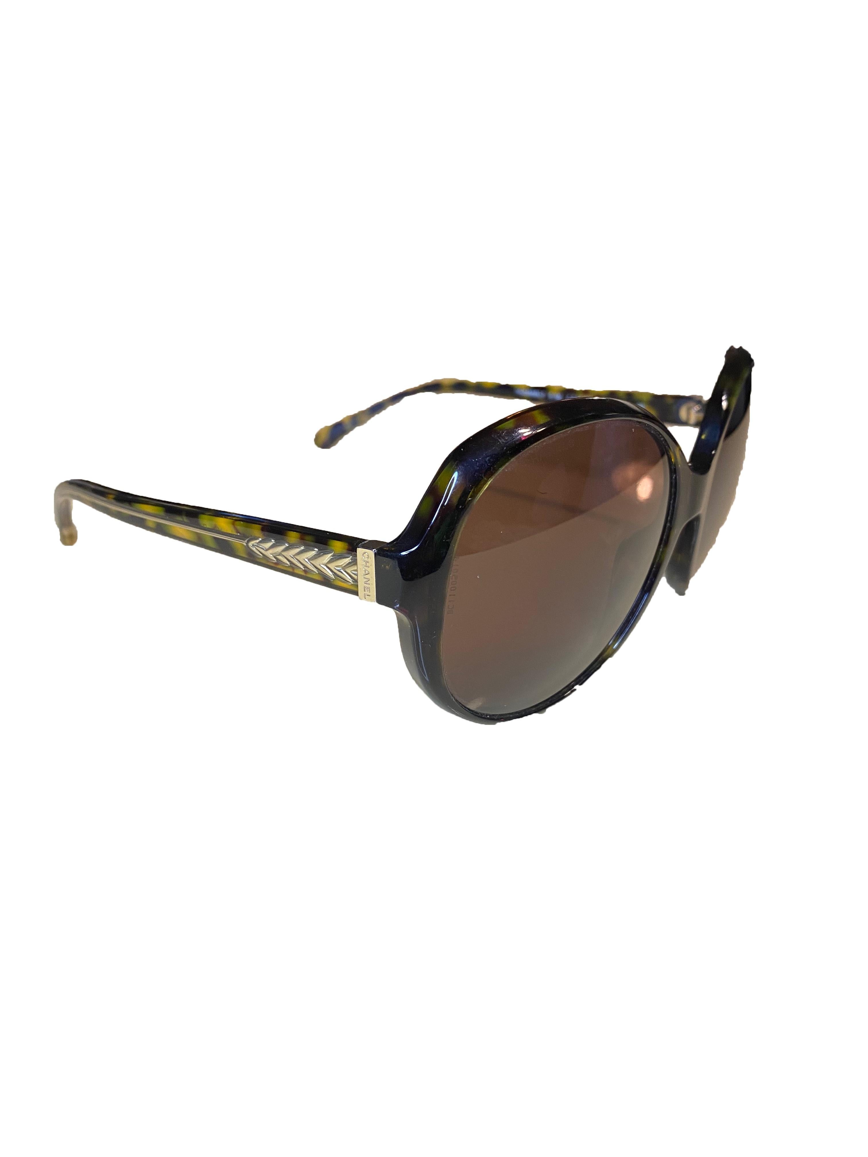 Black Chanel Round Oversized Sunglasses