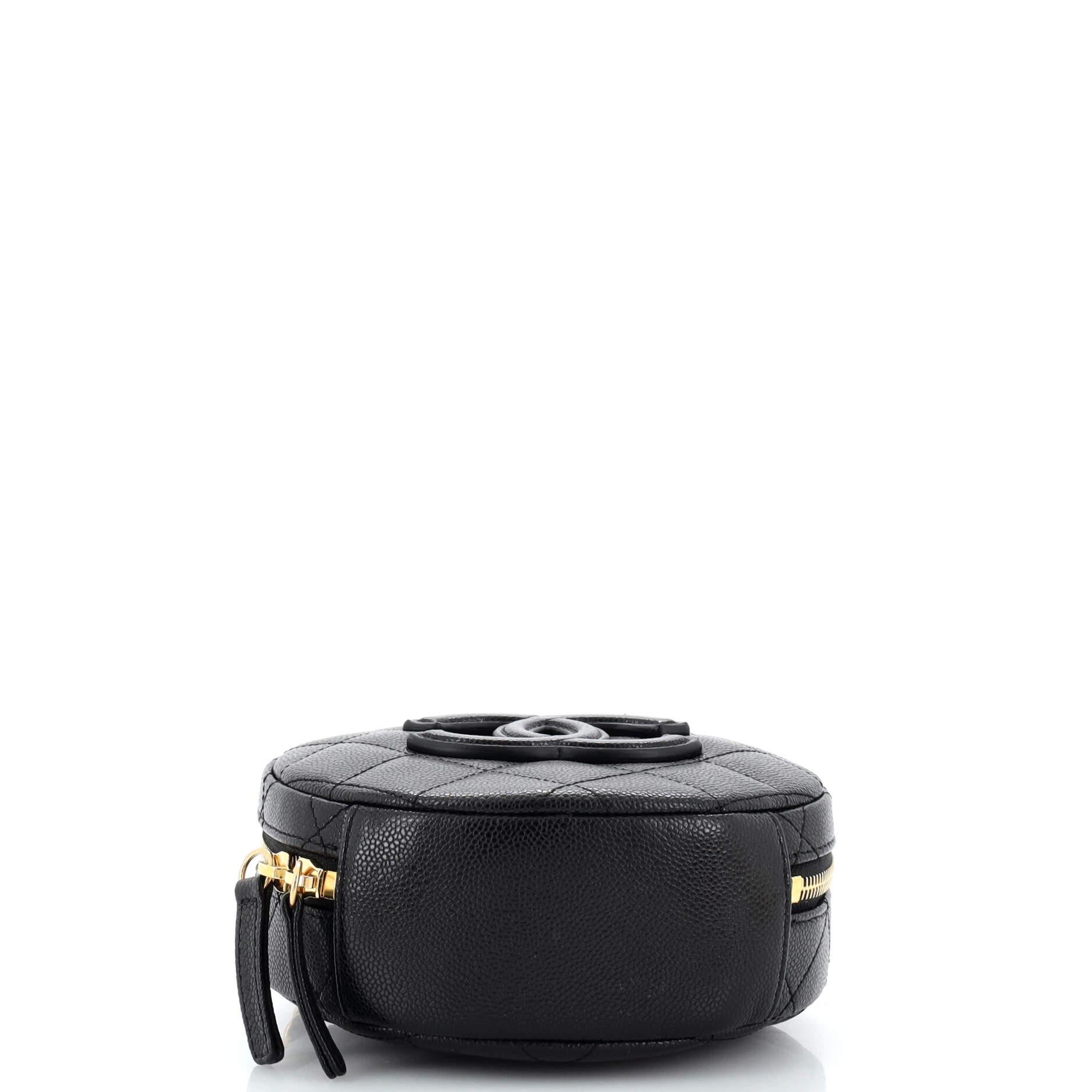 Chanel Round Vanity With Chain Quilted Caviar Small 1