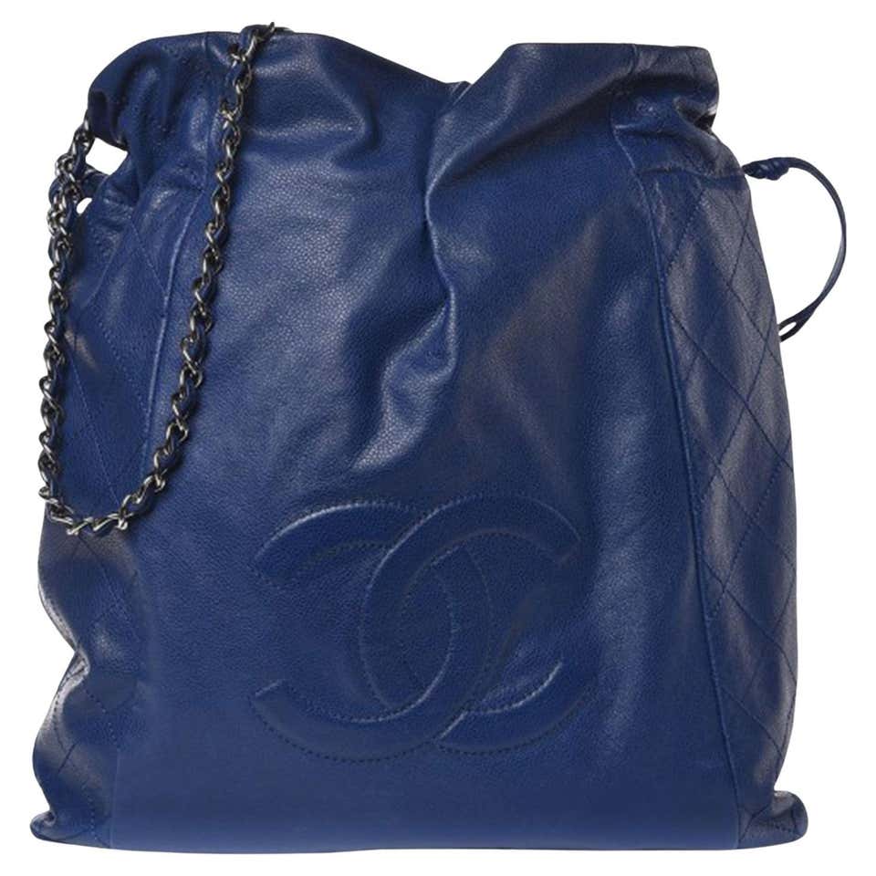 Chanel Modern Thick Chunky Chain Exotic Python Metallic Blue Hobo ...