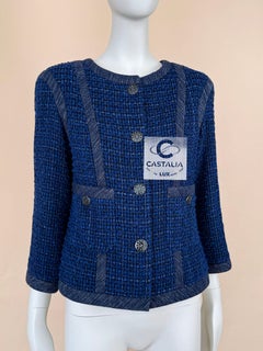 Chanel 8K$ CC Buttons Royal Blue Lesage Tweed Jacket 36 FR