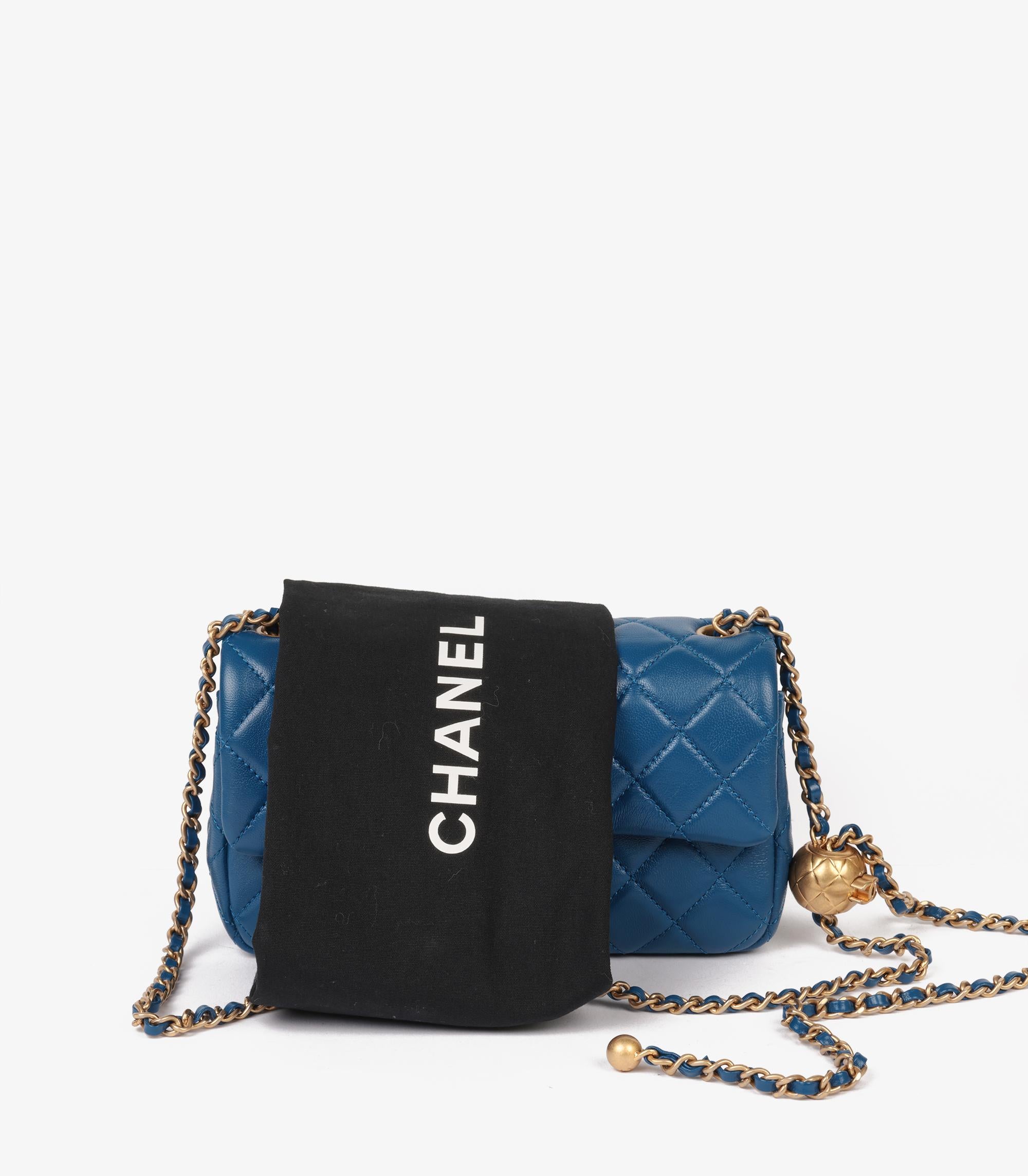 Chanel Royal Blue Quilted Lambskin Coco Crush Rectangular Mini Flap Bag For Sale 7