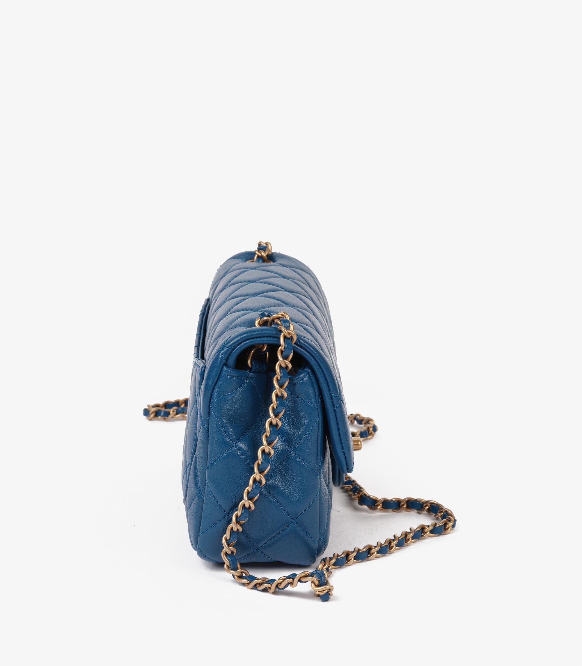 Chanel Royal Blue Quilted Lambskin Coco Crush Rectangular Mini Flap Bag For Sale 1