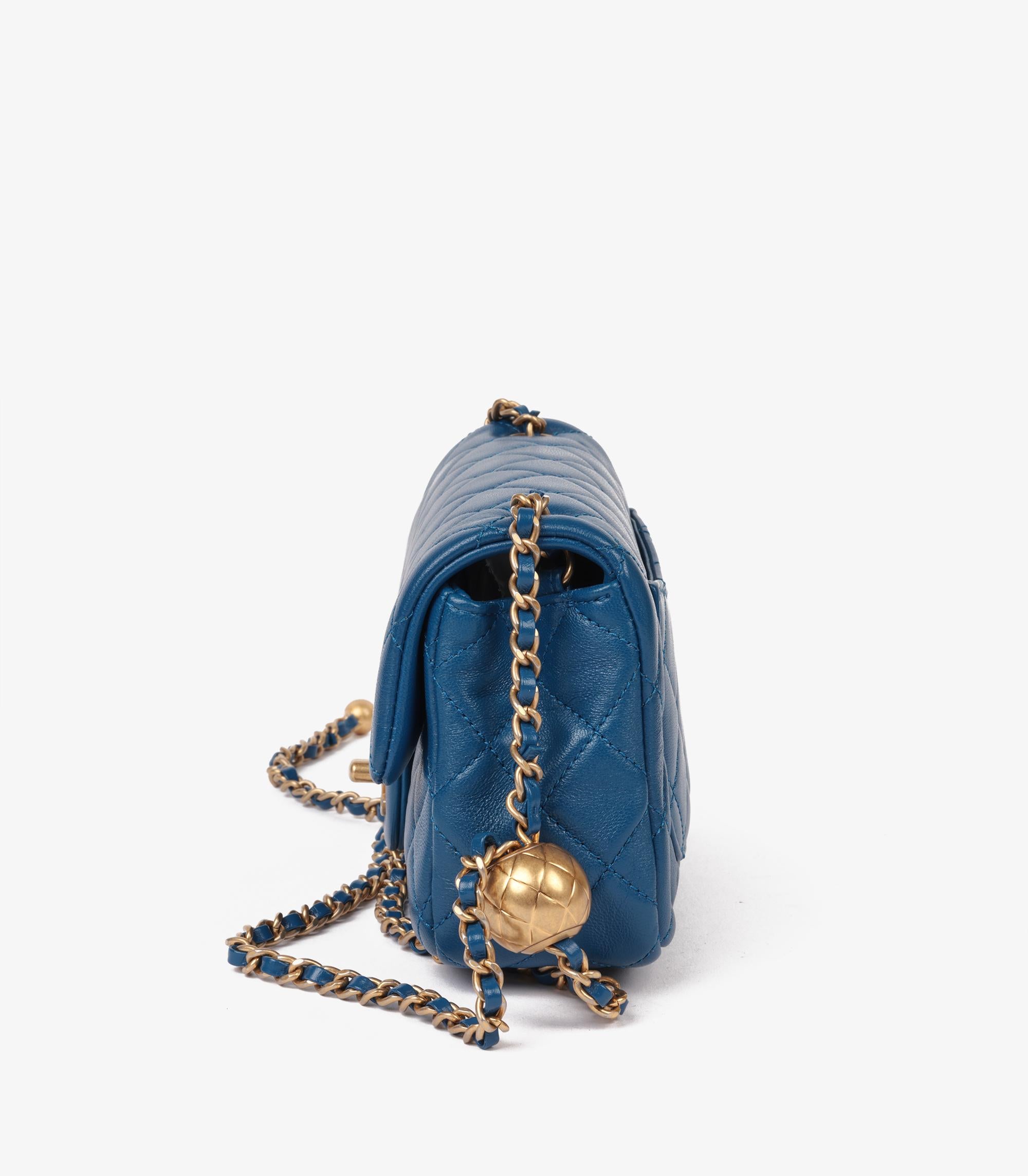 Chanel Royal Blue Quilted Lambskin Coco Crush Rectangular Mini Flap Bag For Sale 2