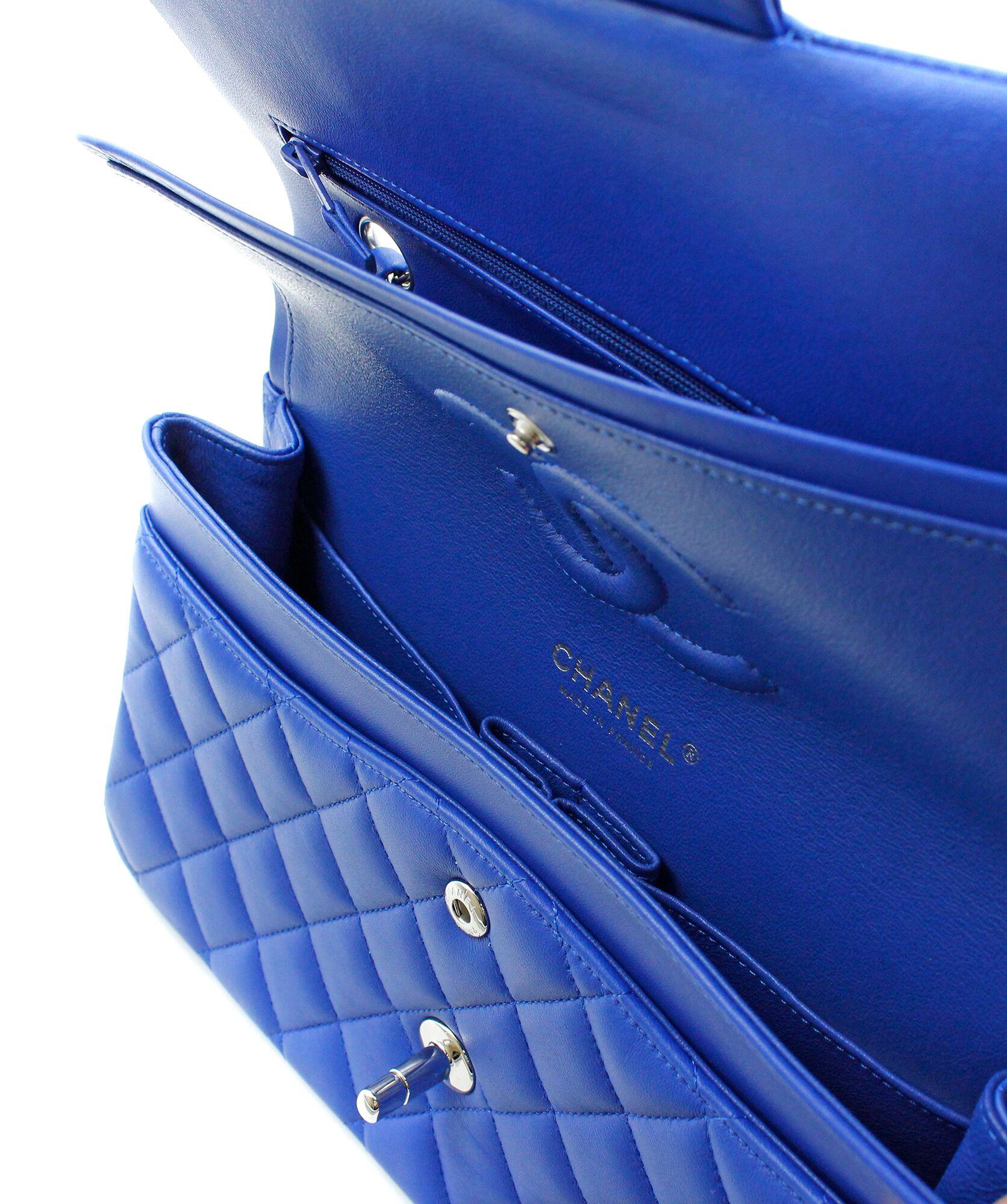 Chanel Royal Blue Quilted Lambskin Medium Classic Double Flap Bag A01112 1
