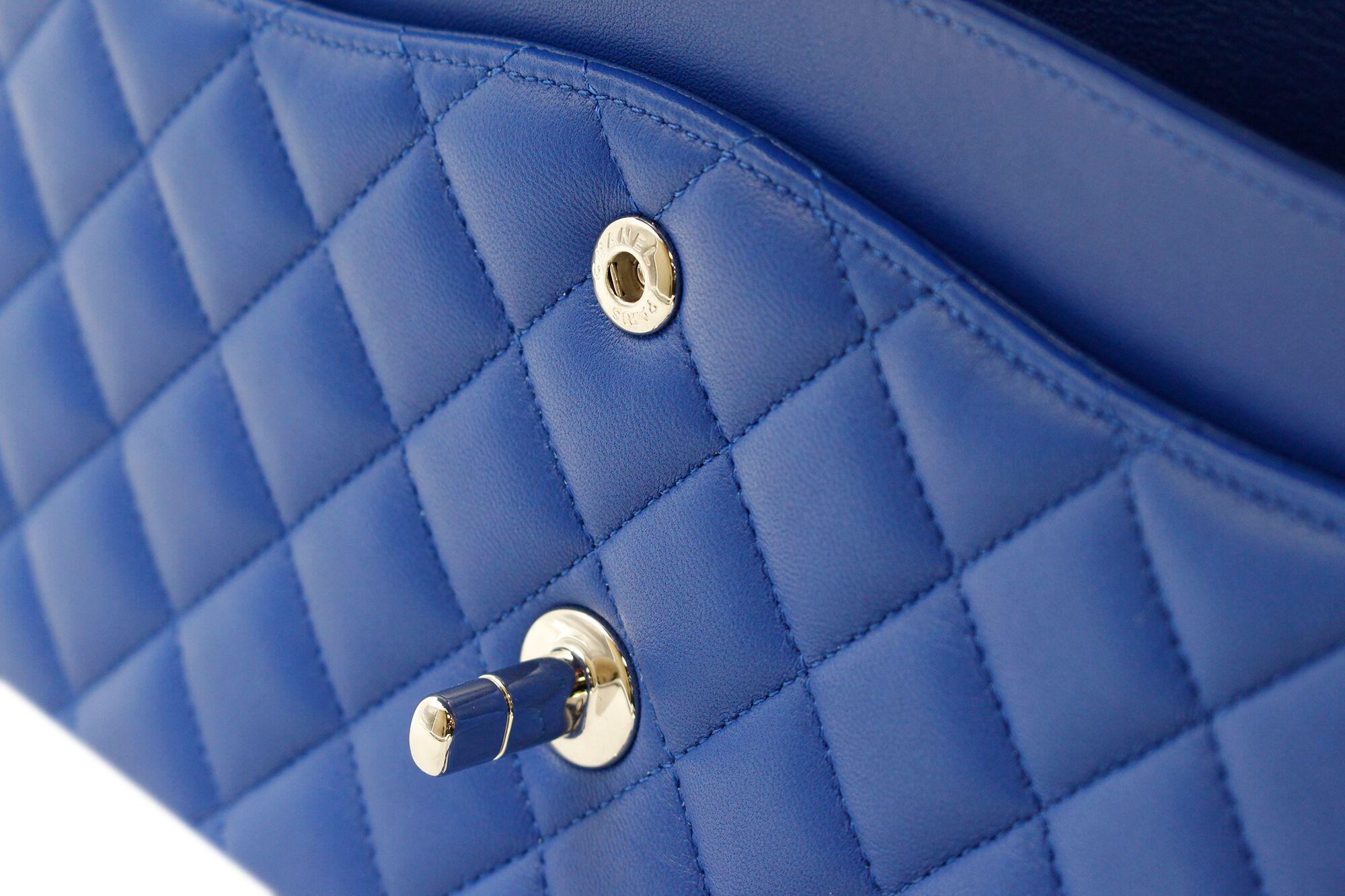 Chanel Royal Blue Quilted Lambskin Medium Classic Double Flap Bag A01112 2
