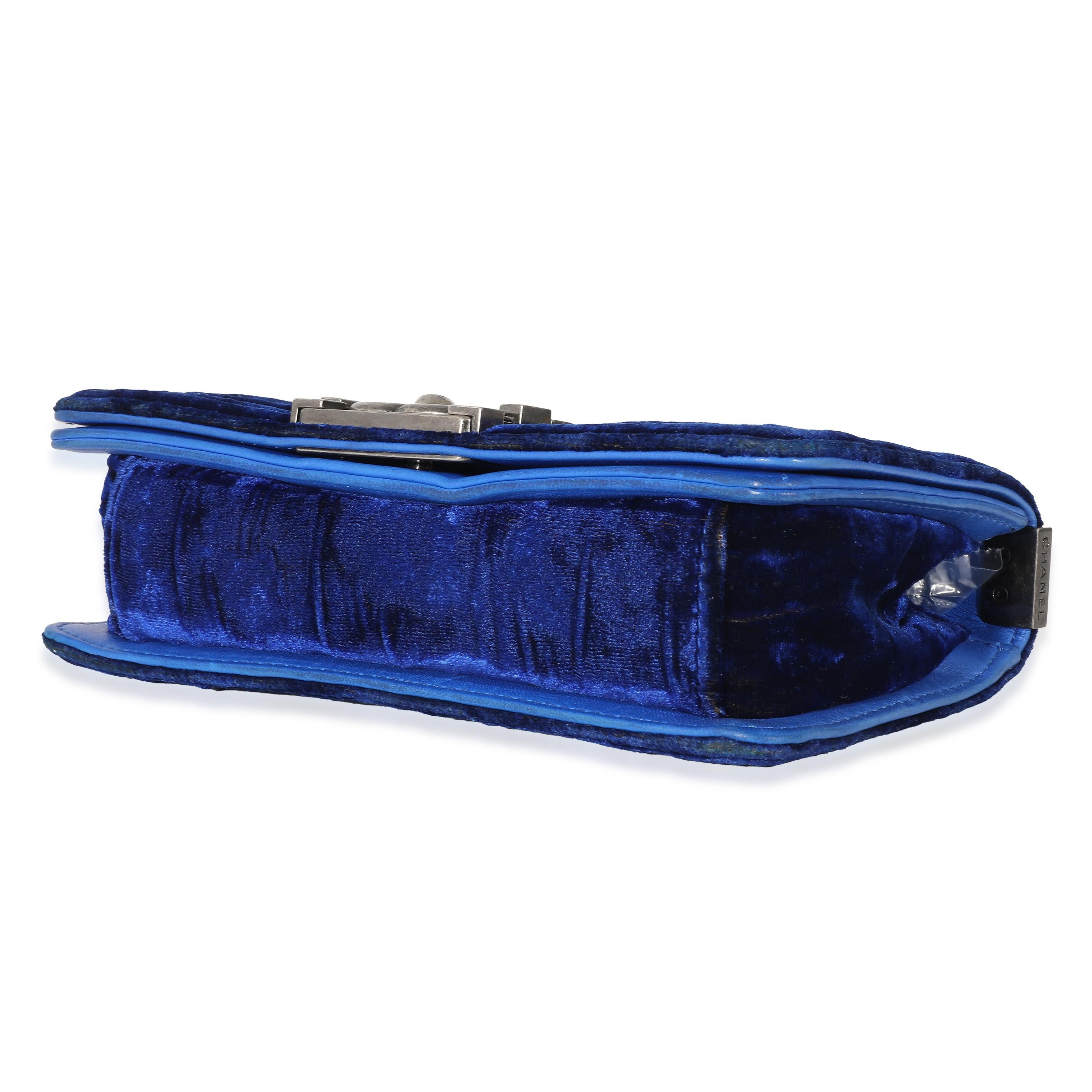 Chanel Royal Blue Velvet Small Boy Bag 1