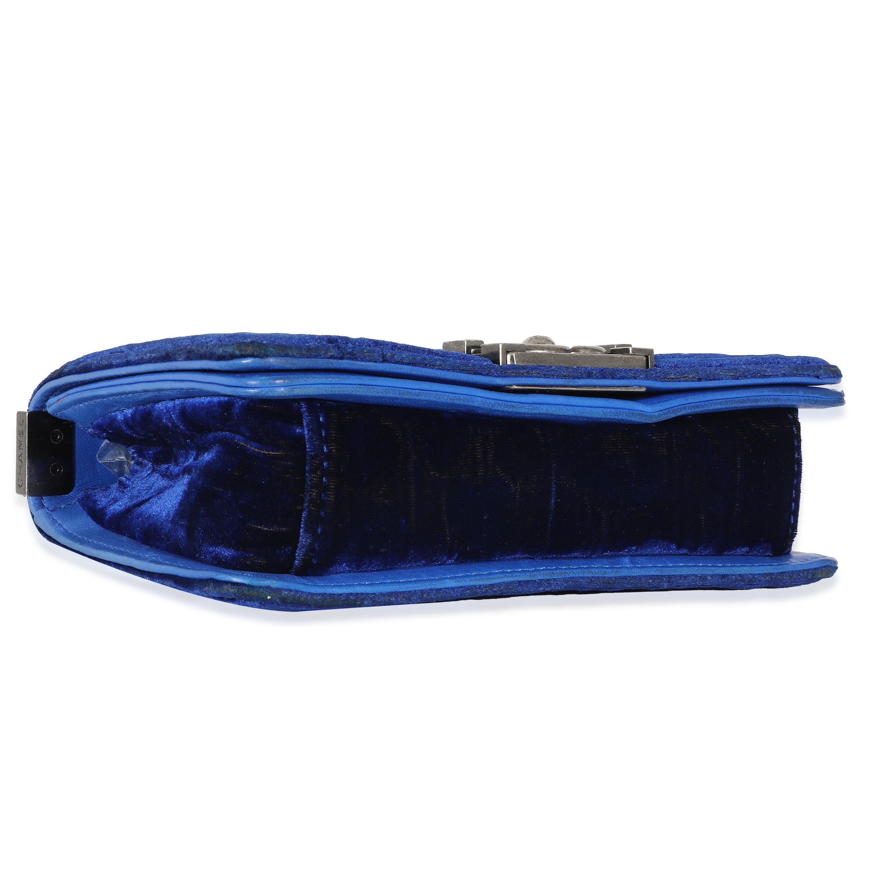Chanel Royal Blue Velvet Small Boy Bag 2