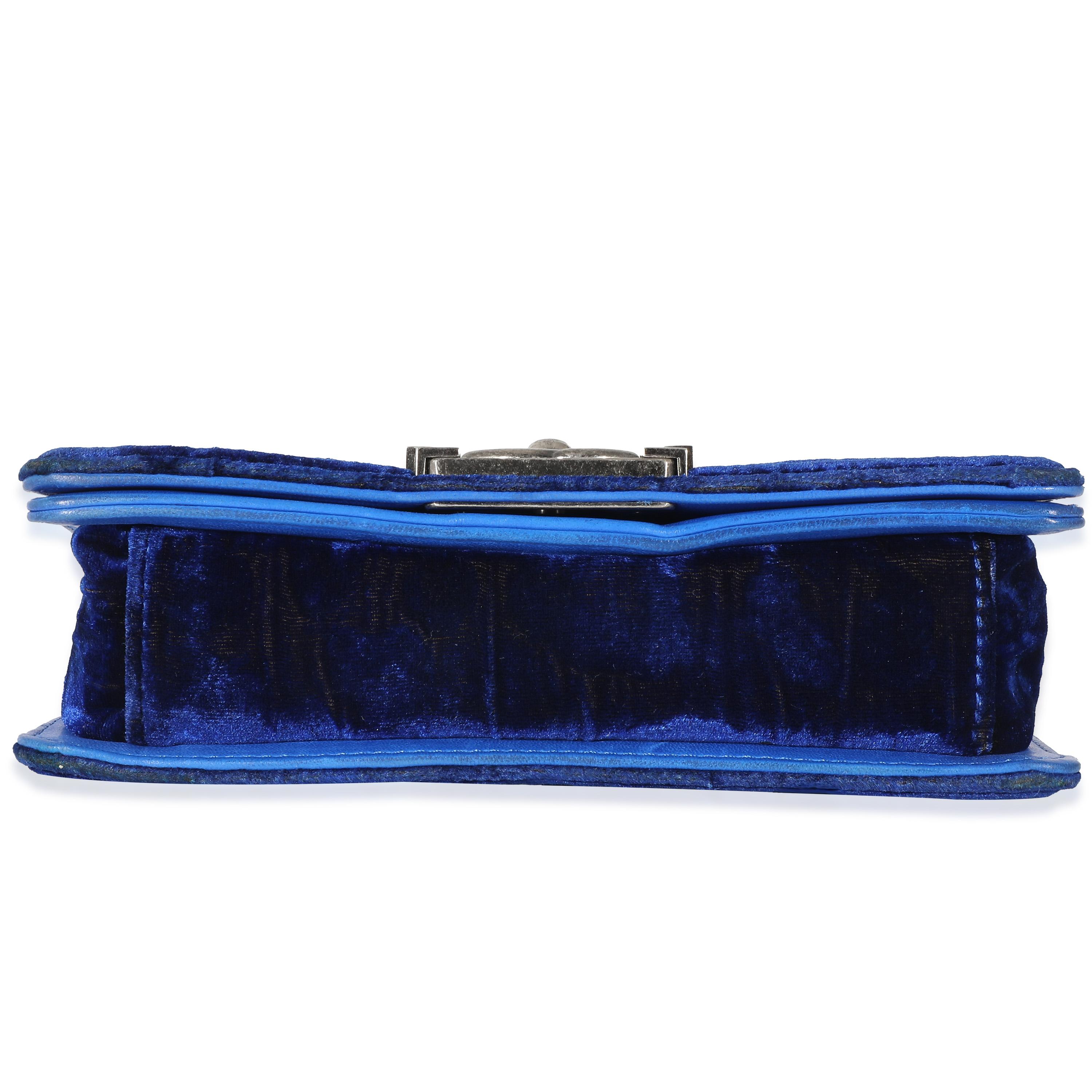 Chanel Royal Blue Velvet Small Boy Bag 3