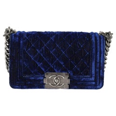 Chanel Royal Blue Velvet Small Boy Bag