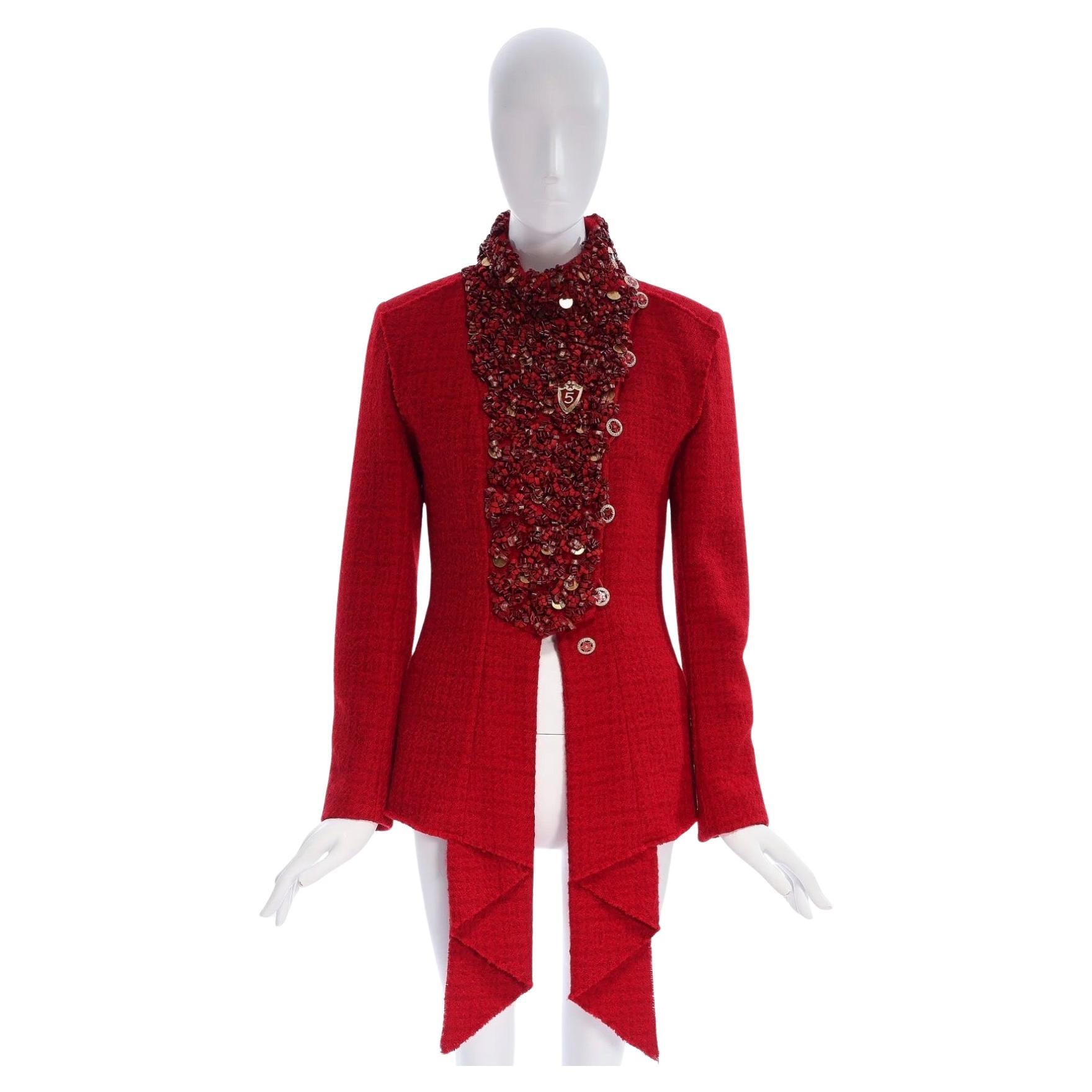 Chanel RTW 2009 Pre-fall Wool Red Jacket (40 FR)