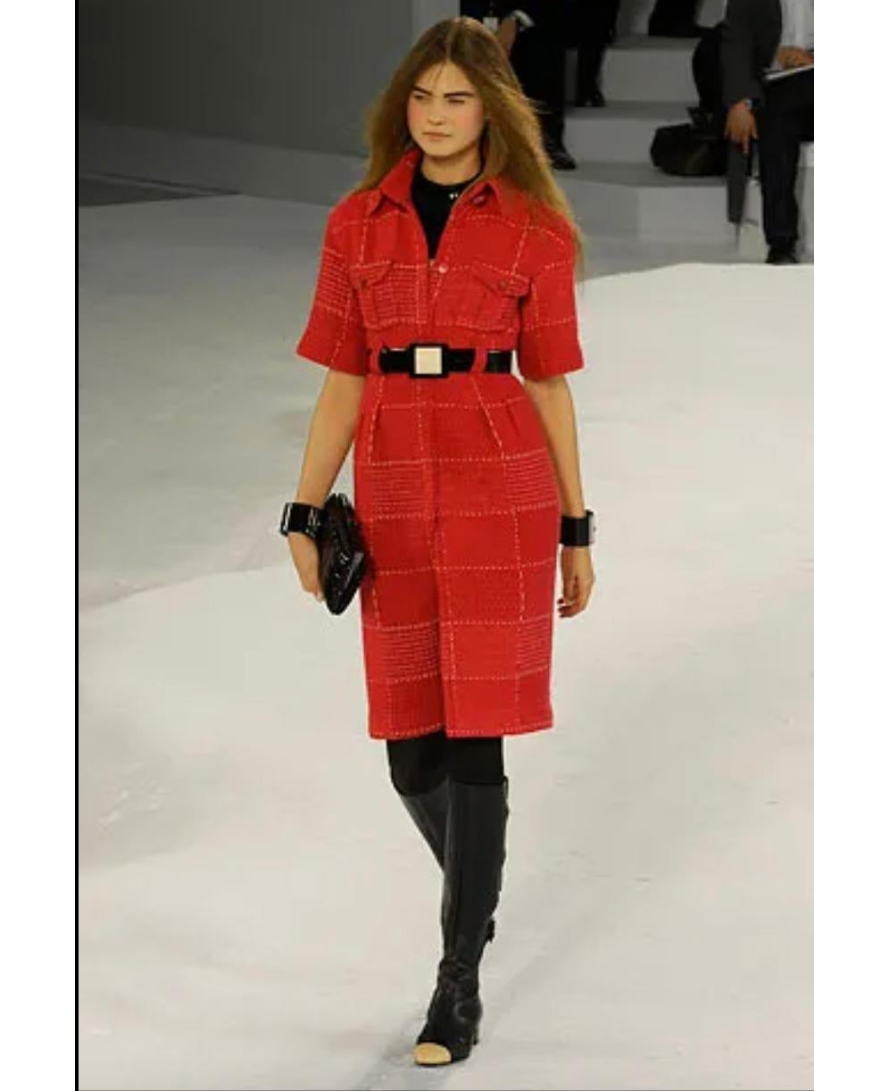 Chanel RTW Autumn 2007 Red and White Wool Shirtdress  For Sale 2